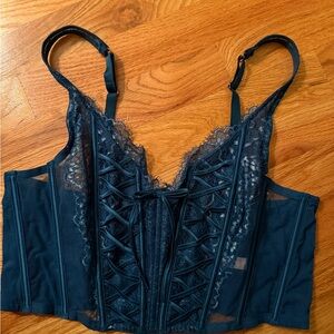 VS Teal Lace Corset Bustier Top